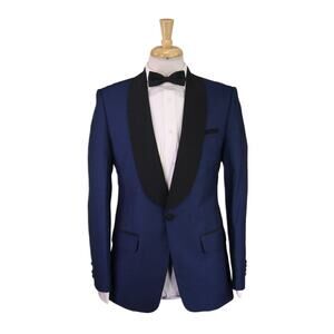 Sahil Aneja Bespoke Custom Royal Blue Shawl Lapel 1-Btn Tuxedo Suit 40R